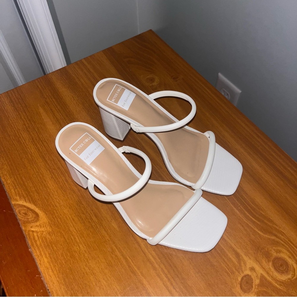 Amazon White Strappy Block Heel Sandals